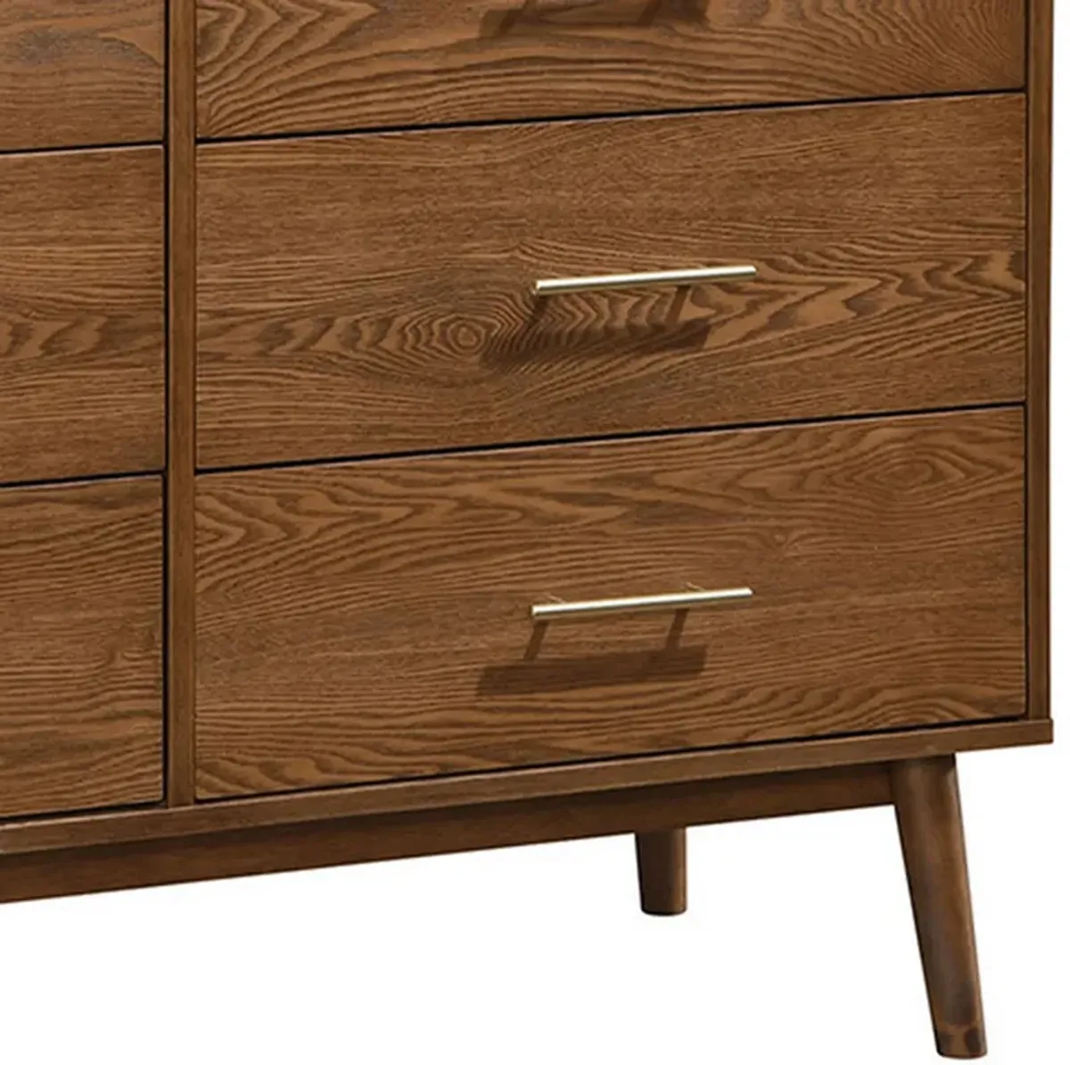 Roma 47 inch Wide Dresser, 6 Drawers, Nickel Handles, Walnut Brown Wood