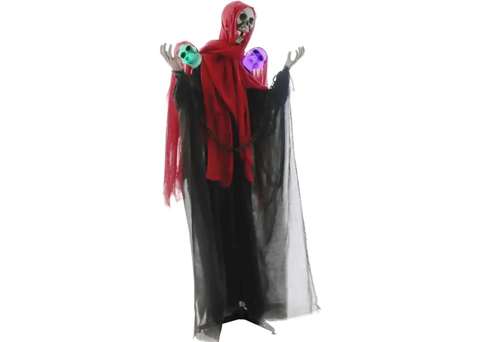 Haunted Hill Farm Lifesize Animated 3-Headed Skeleton Reaper