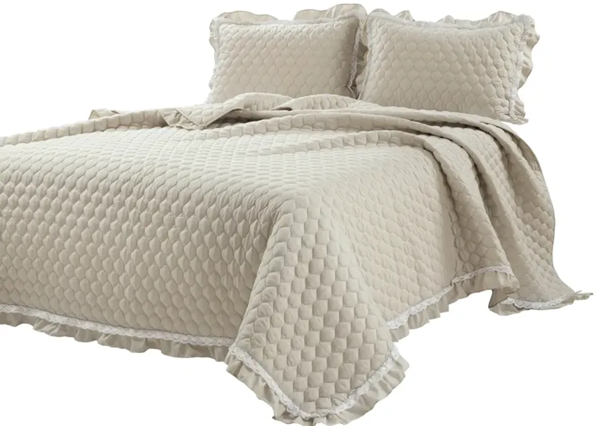 Ella Ruffle Lace Quilt 3Pc Set