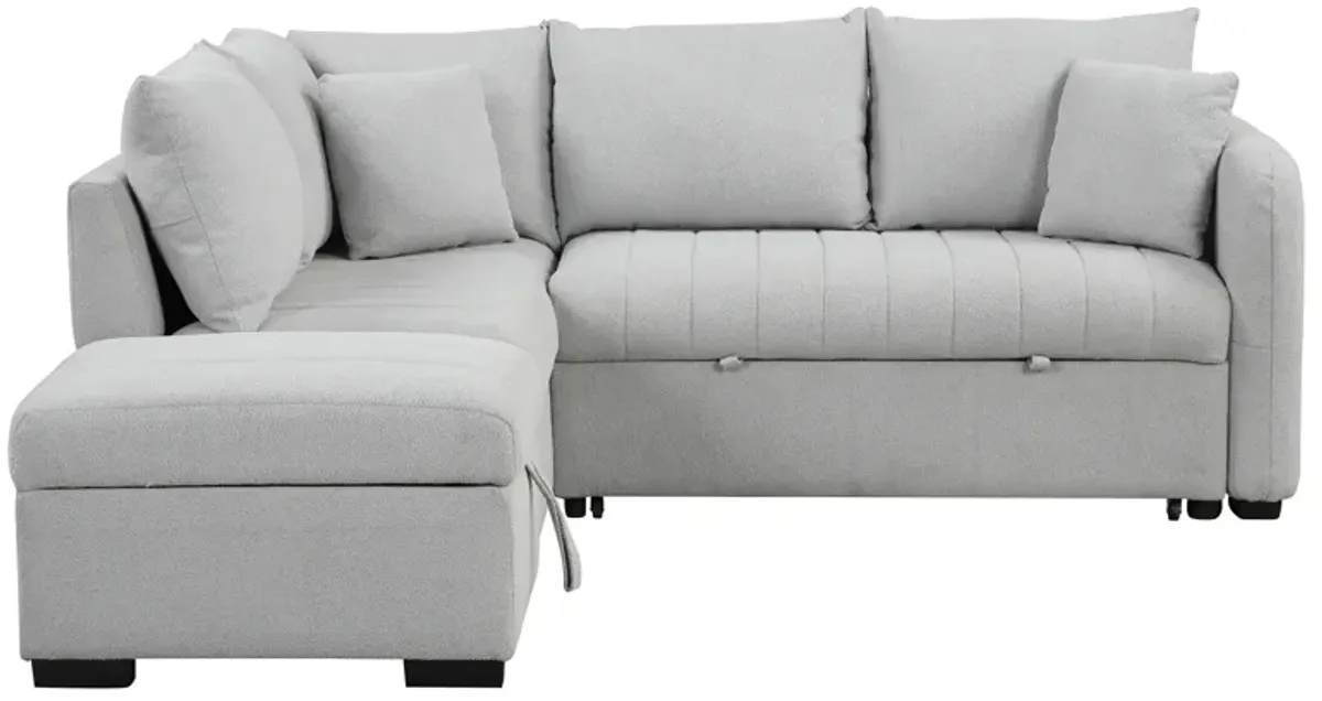 Merax L-shaped Sectional Pull Out Sofa Bed Sleeper Sofa with 2 USB Ports
