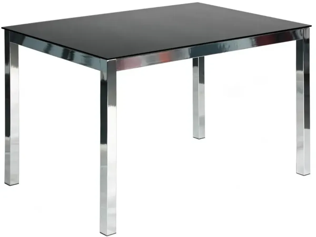 Better Home Products Elliott Chrome Metal Frame Black Tempered Glass Table