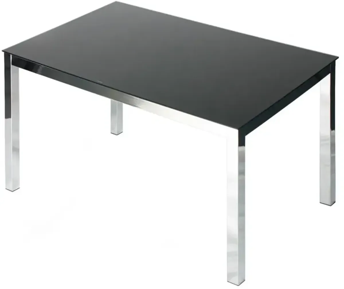 Better Home Products Elliott Chrome Metal Frame Black Tempered Glass Table