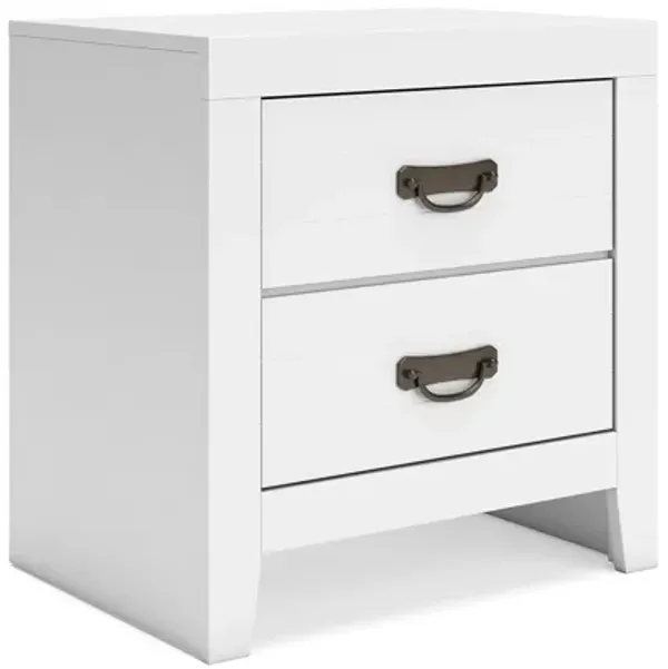 Feo Bedside Nightstand, 2 Drawers, White Okoume Finish, Solid Hardwood - Benzara
