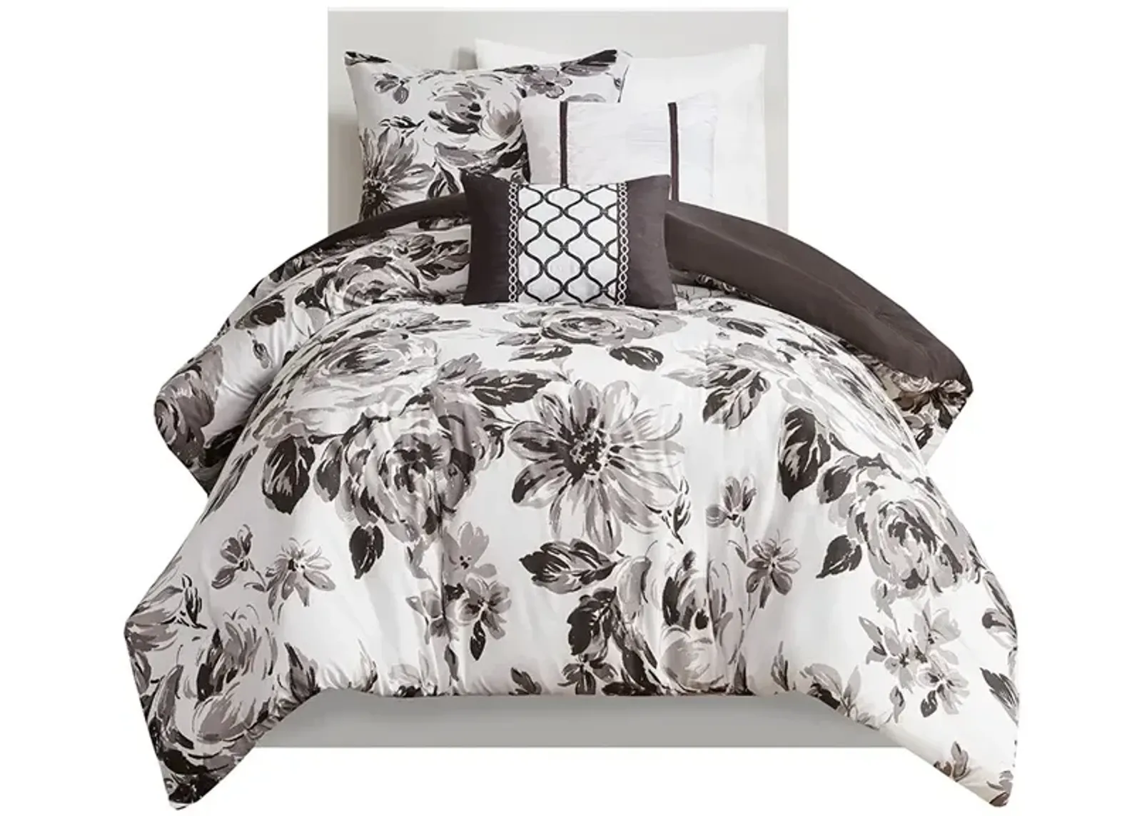 Gracie Mills Marshall Floral Print Comforter Set with Antimicrobial Freshness