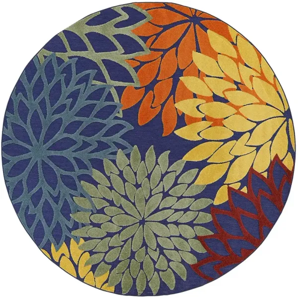 Aloha ALH05 Navy/Multicolor 7'10" x Round Rug