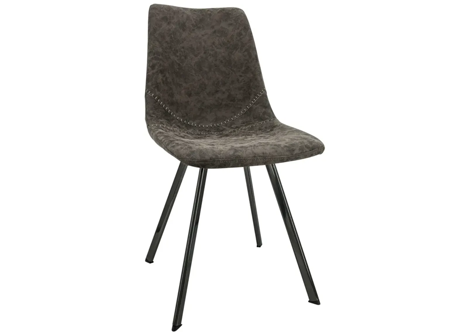 LeisureMod Markley Leather Dining Chair With Metal Legs in Olive Green