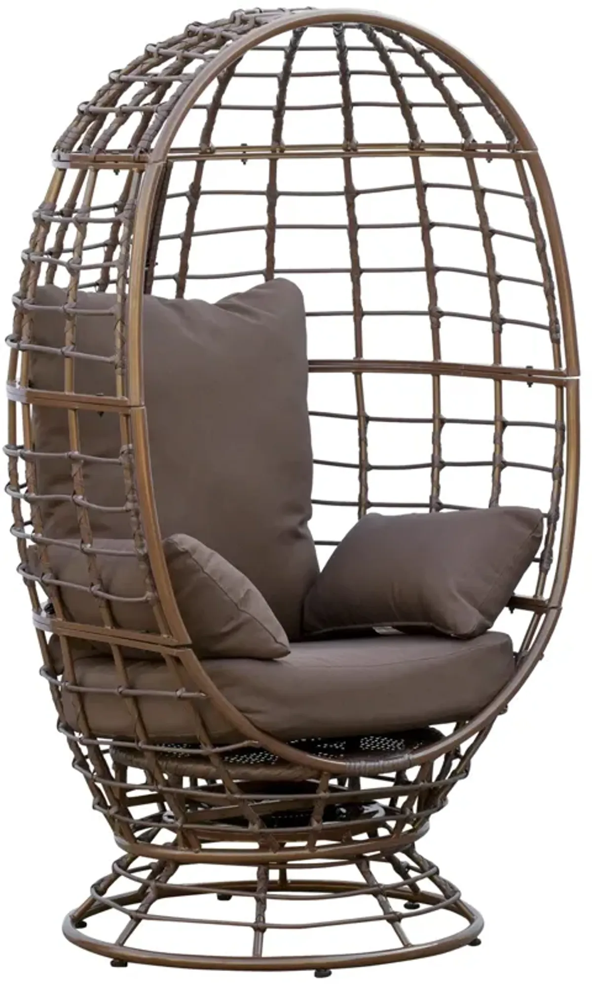 Boho Patio Seating: 360° Rotating Wicker Egg Chair with Cushion