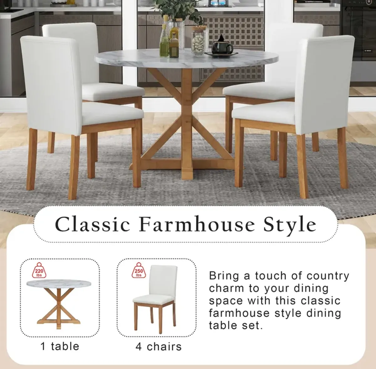 Merax 5-Piece Farmhouse Style Dining Table Set