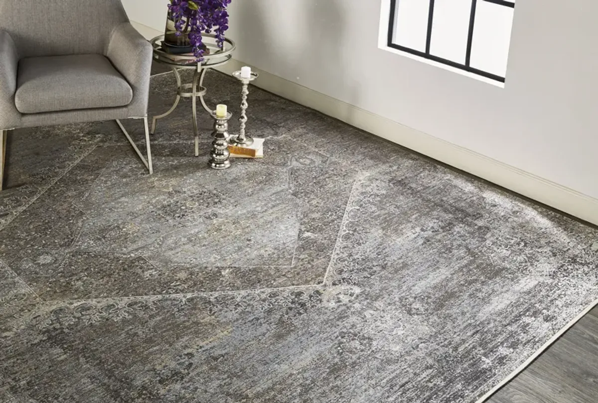 Sarrant 3963F Gray/Silver/Ivory 2'8" x 10' Rug