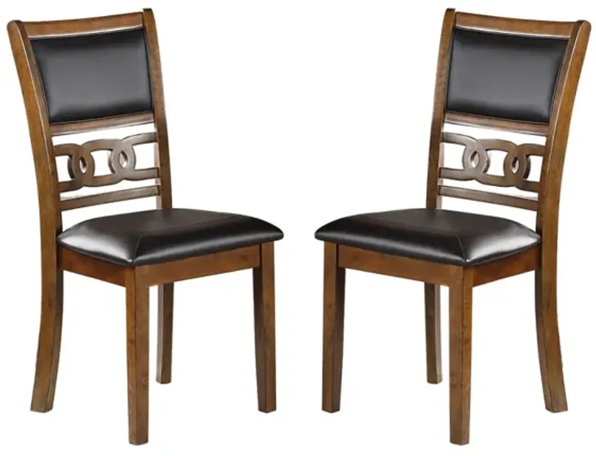 Set Of 2 Upholstered Dining Chair In Walnut Finish