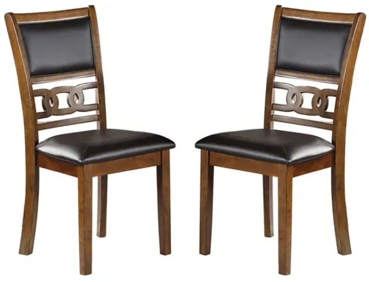 Set Of 2 Upholstered Dining Chair In Walnut Finish