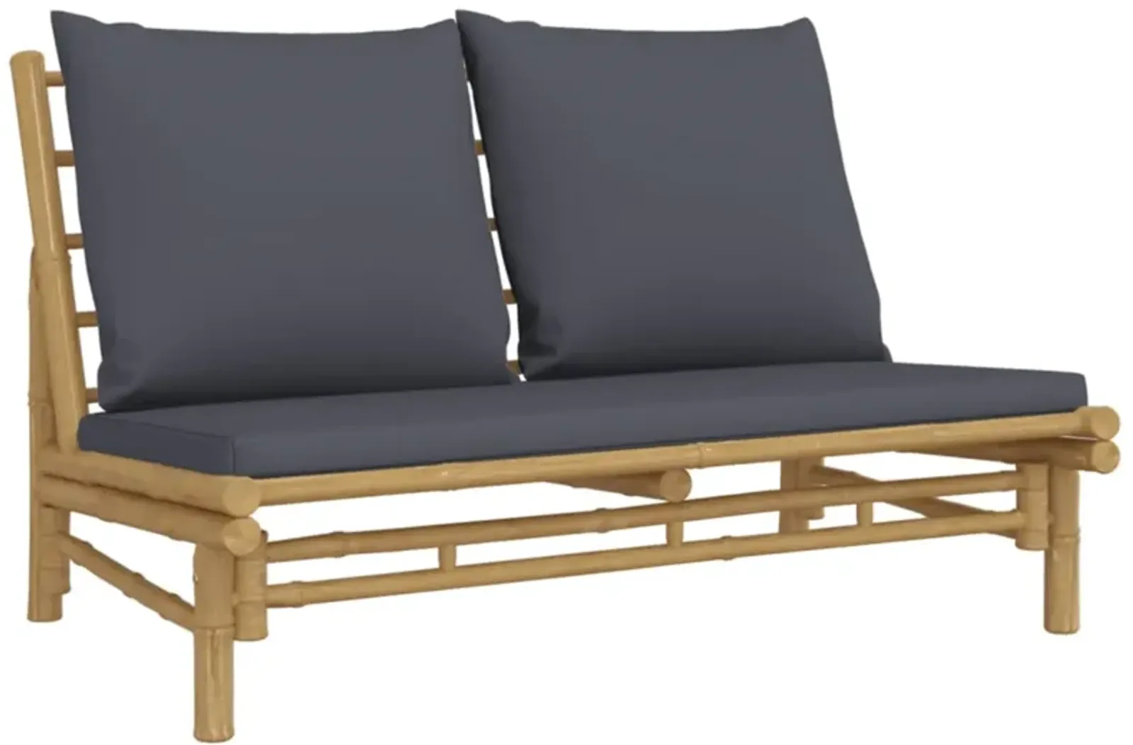 vidaXL Bamboo Patio Bench with Dark Gray Cushions - Comfortable and Lightweight Design with Natural Finish