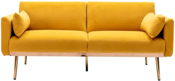 Velvet Sofa - Accent Loveseat with Metal Feet for Living Room