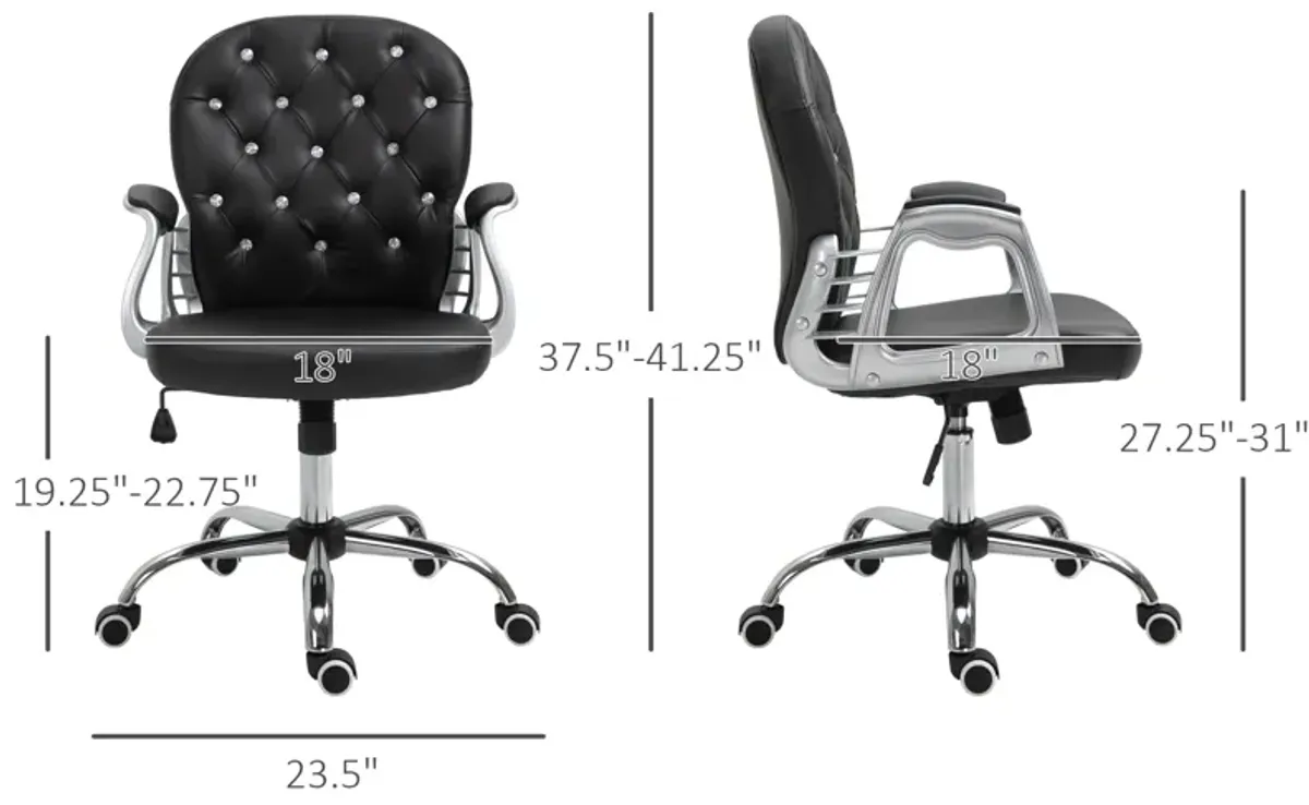 Black Office Chic: Tufted Backrest Adjustable Swivel Task Chair