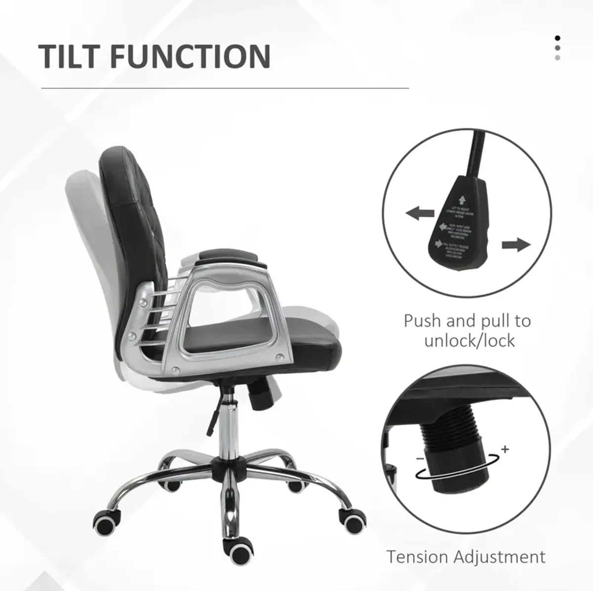 Black Office Chic: Tufted Backrest Adjustable Swivel Task Chair