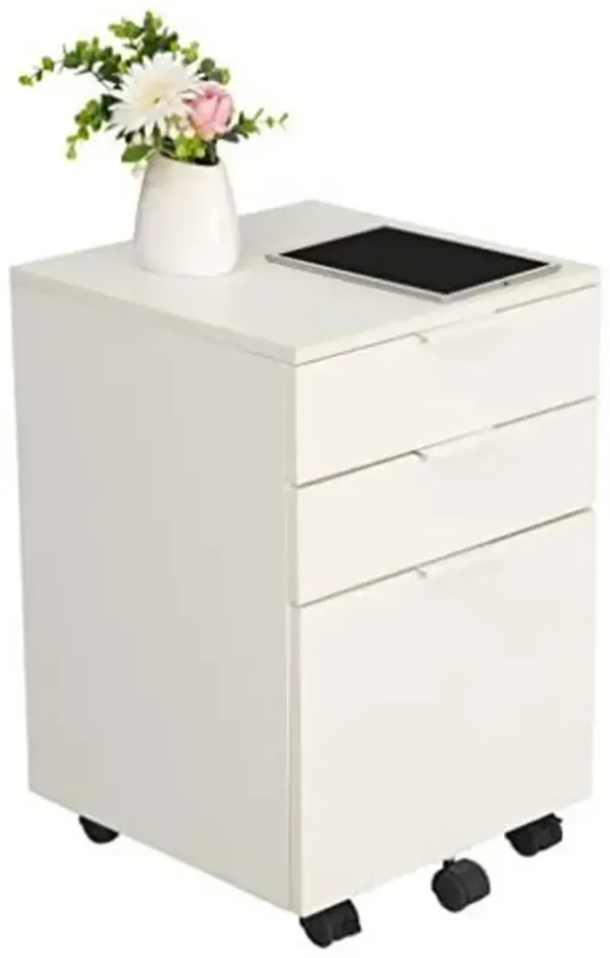 JJS 3 Drawer Rolling Wood File Cabinet