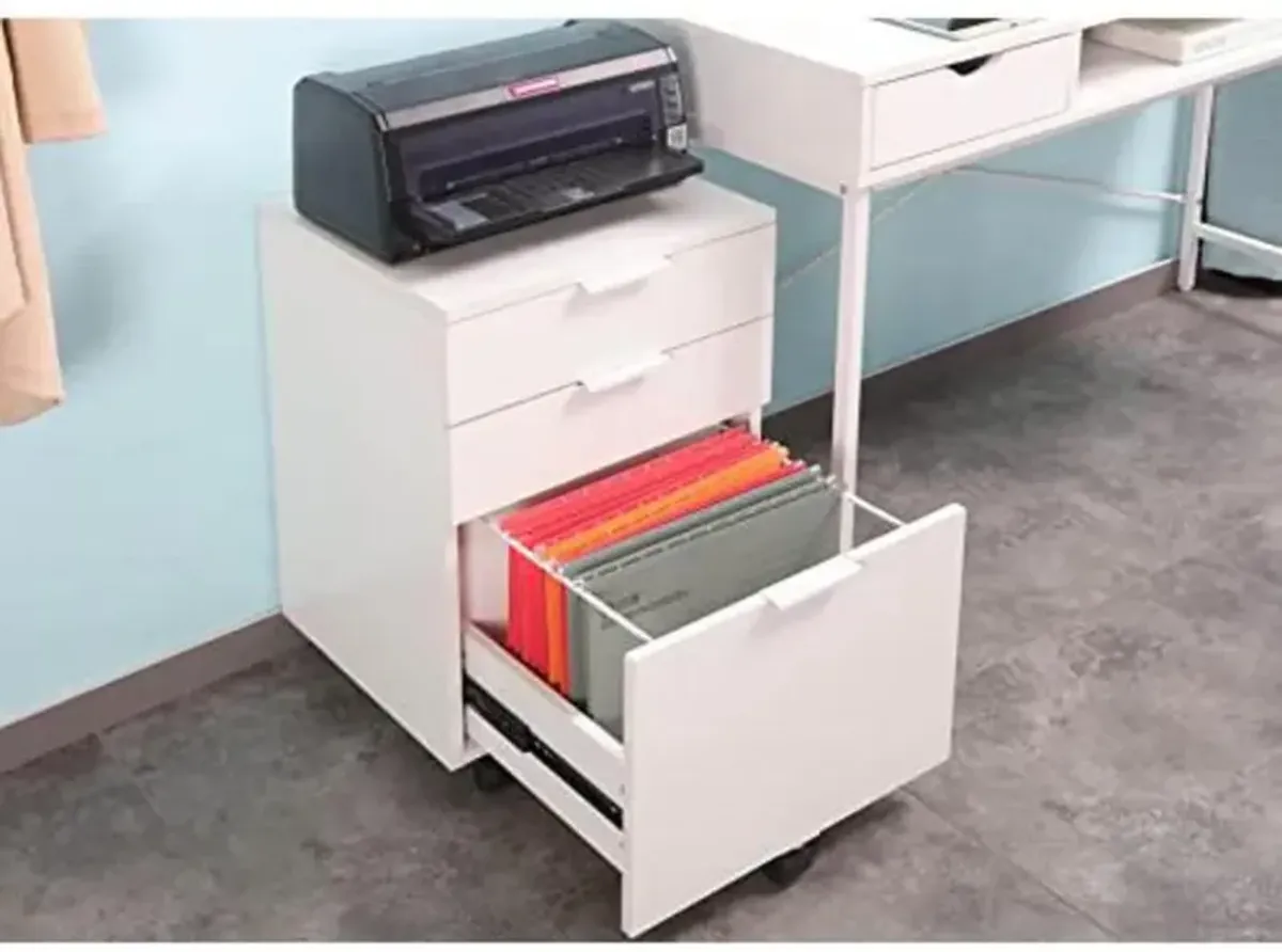 JJS 3 Drawer Rolling Wood File Cabinet