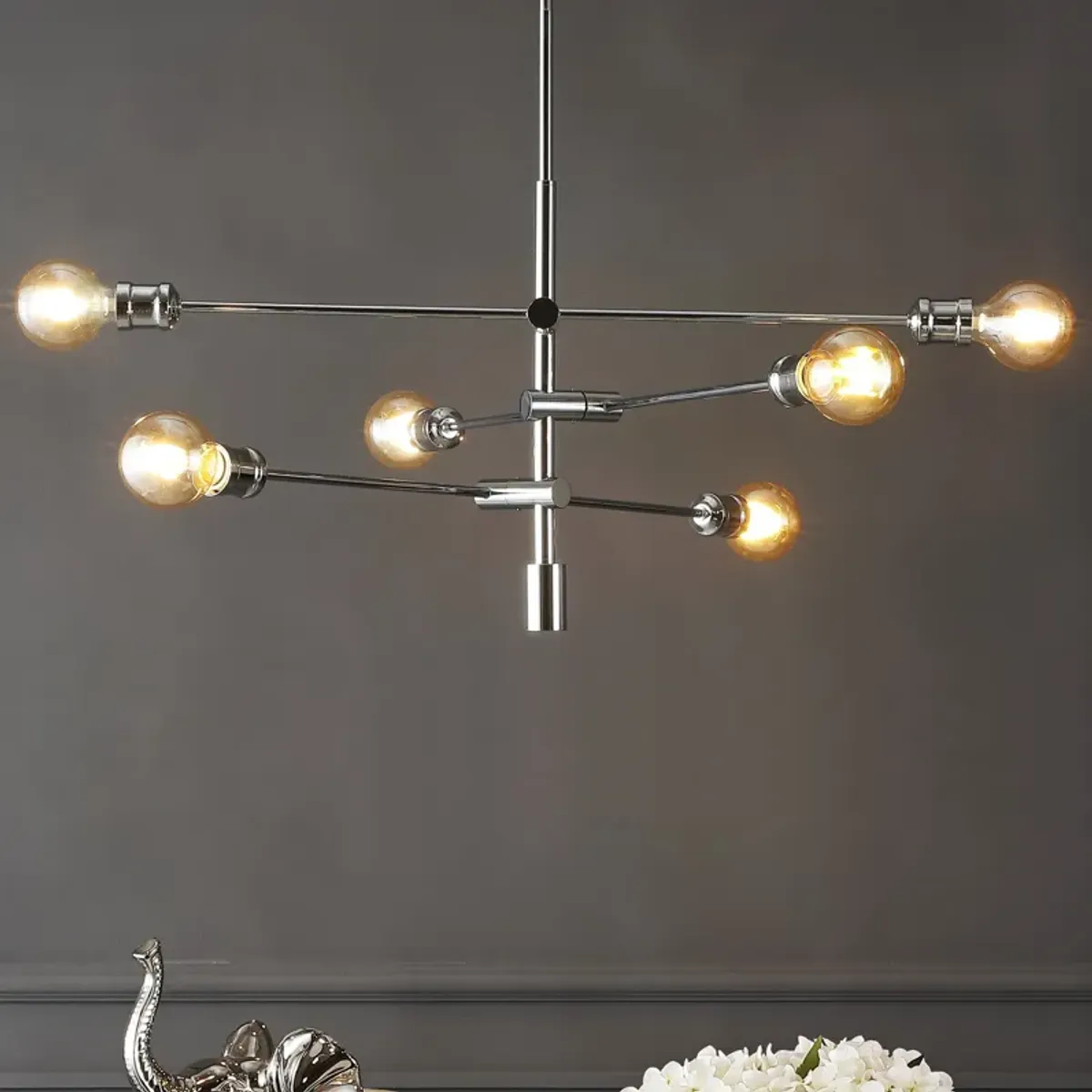 Atlas 6-Light Modern Vintage Iron Arm-Adjustable LED Chandelier