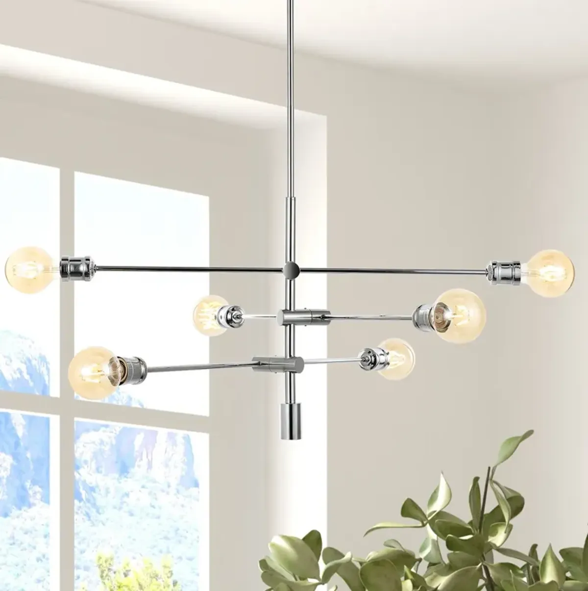 Atlas 6-Light Modern Vintage Iron Arm-Adjustable LED Chandelier