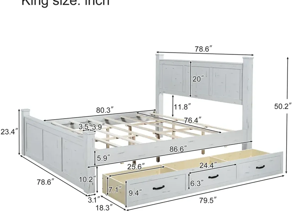 Merax Farmhouse Style Wood Panel Platform Bed