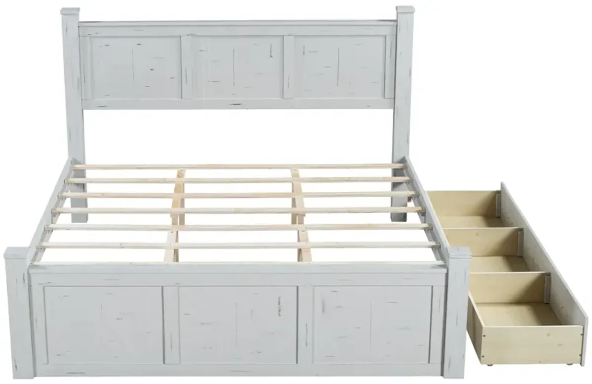 Merax Farmhouse Style Wood Panel Platform Bed