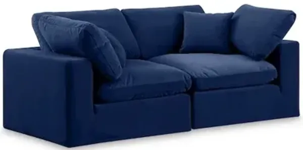 Meridian Furniture Comfy Navy Velvet Modular Sofa