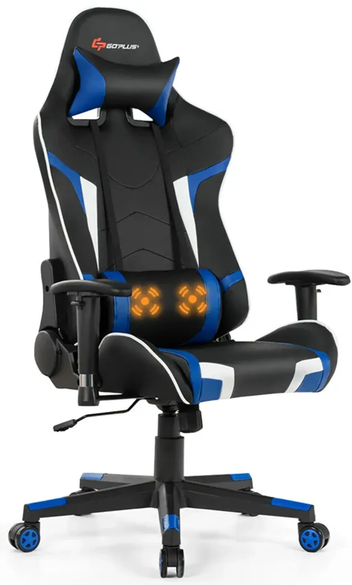 Goplus Massage Gaming Chair Reclining Swivel Racing Office Chair w/Lumbar Support Blue