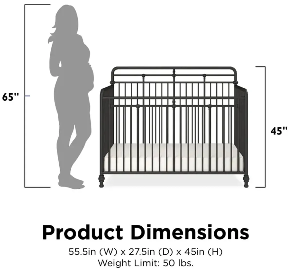 Little Seeds Monarch Hill Hawken Metal 3 in 1 Convertible Crib