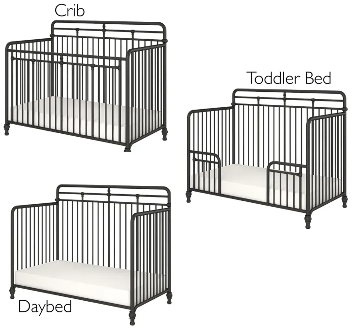 Monarch Hill Hawken Metal 3 in 1 Convertible Crib