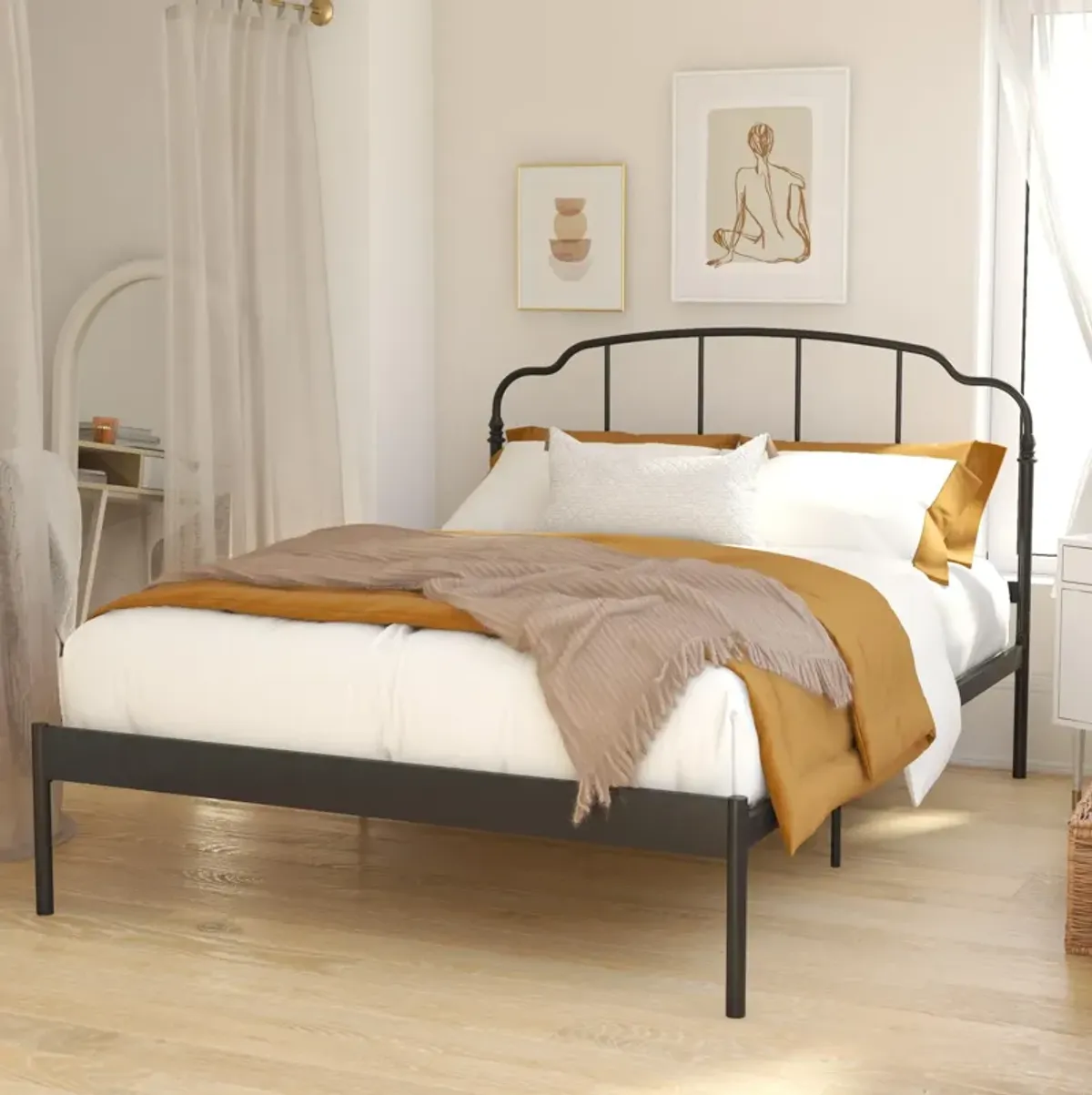 Camie Metal Bed, Queen, Black