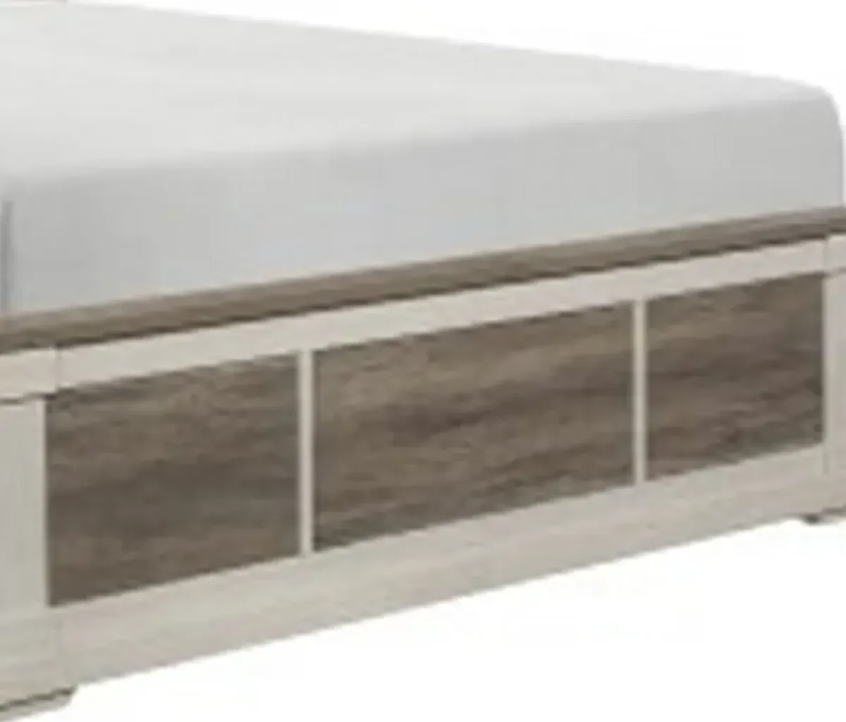 Caro Classic Queen Bed, Minimalist Design, Two Toned Weathered Gray, White - Benzara