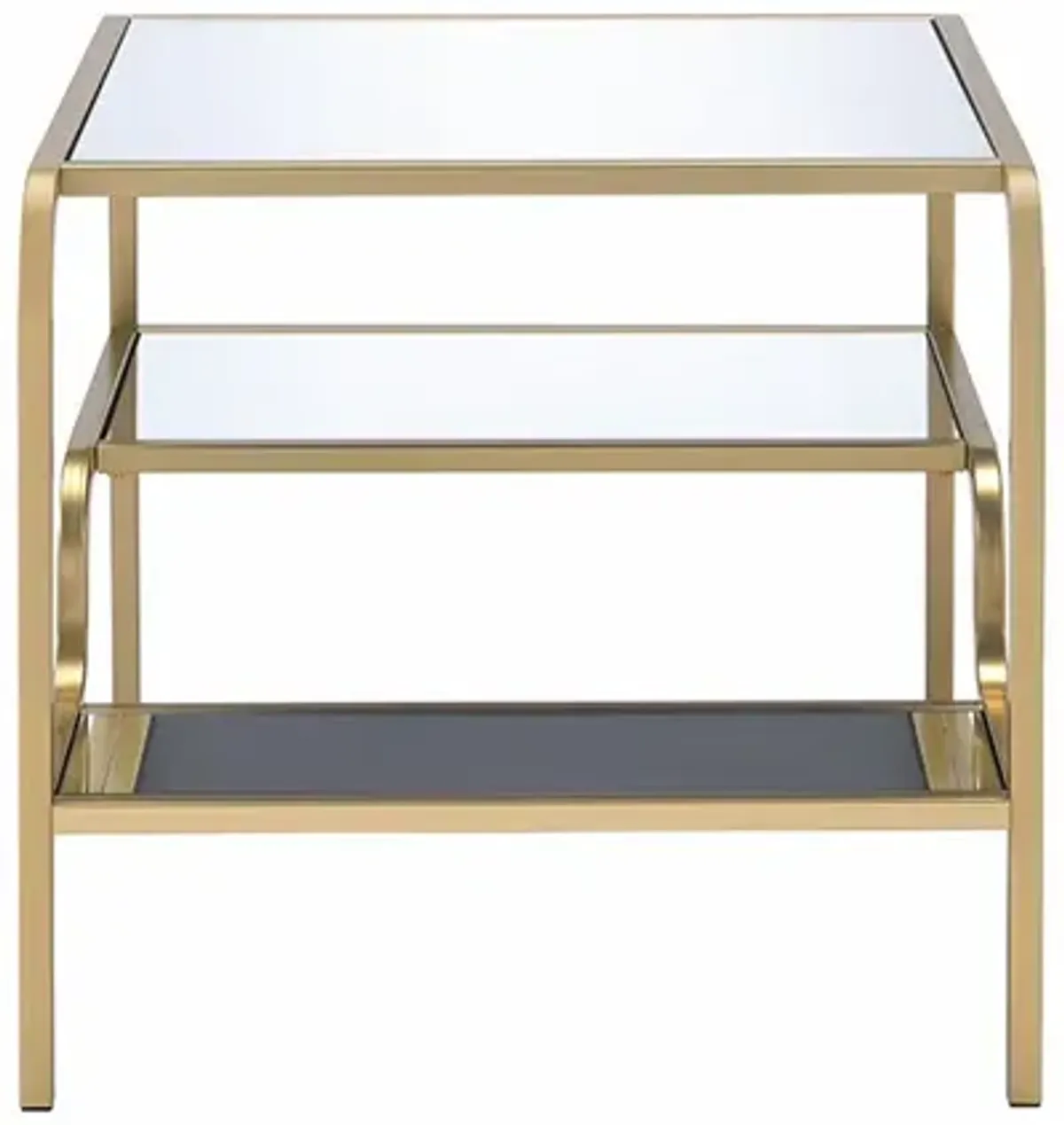 Hivvago 28" X 24" X 23" Gold And Clear Glass End Table