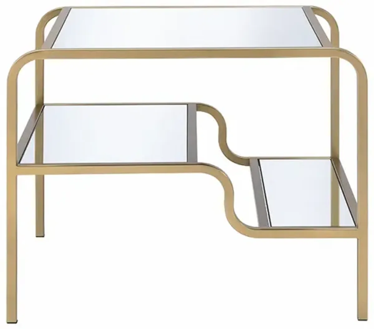 Hivvago 28" X 24" X 23" Gold And Clear Glass End Table