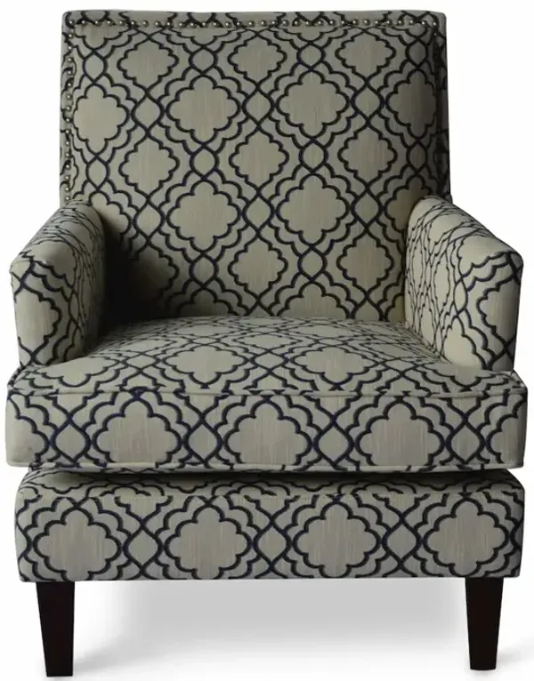 Jofran Aubrey Contemporary Geometric Upholstered Accent Chair with Nailhead Trim