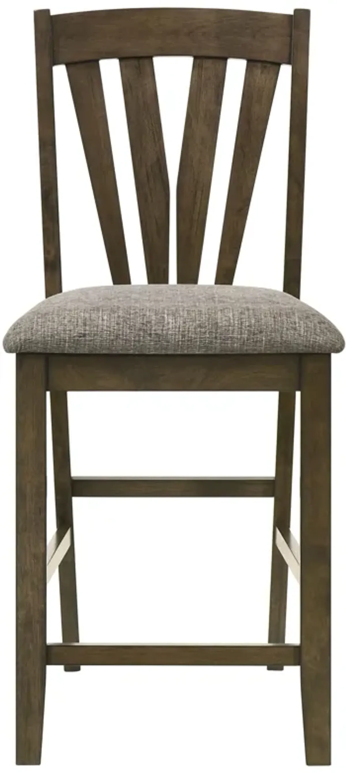 Kana Counter Height Chair Set of 2, Gray Fabric, Brown Wood Frame - Benzara