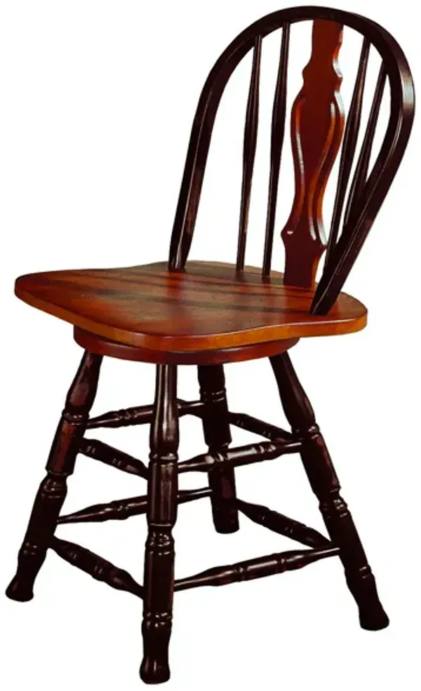 Black Cherry Selections 45 in. Distressed Antique Black with Cherry High Back Wood Frame 24 in. Bar Stool