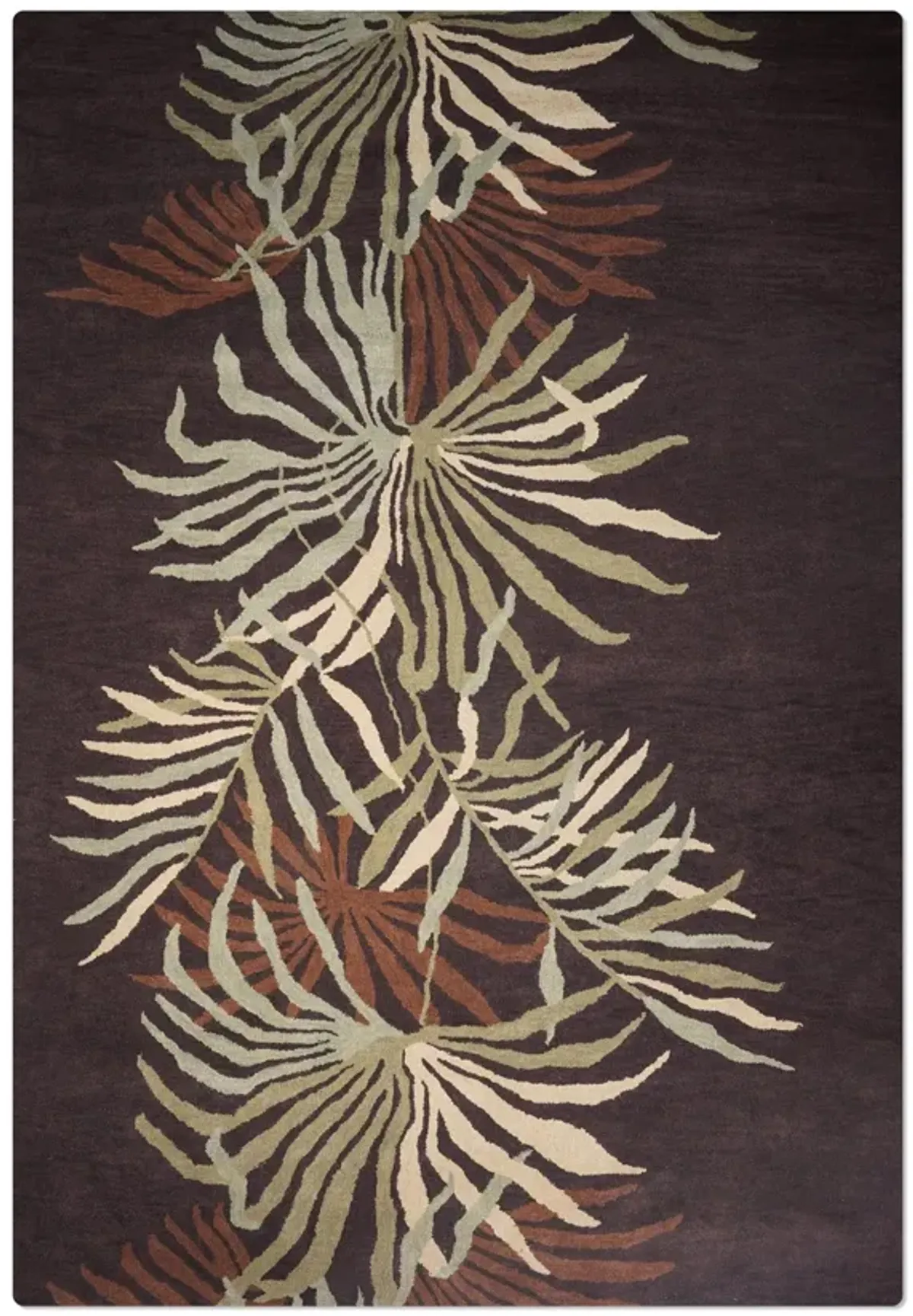 RUGSOTIC CARPETS HAND TUFTED WOOL ECO-FRIENDLY AREA RUGS  - 8'x11', Rectangle Shape, Brown, Floral Modern Design, High Pile Thick Handmade Anti Skid Area Rugs for Living Room, Bed Room (K00666)