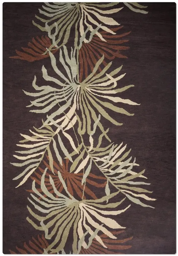 RUGSOTIC CARPETS HAND TUFTED WOOL ECO-FRIENDLY AREA RUGS  - 8'x11', Rectangle Shape, Brown, Floral Modern Design, High Pile Thick Handmade Anti Skid Area Rugs for Living Room, Bed Room (K00666)
