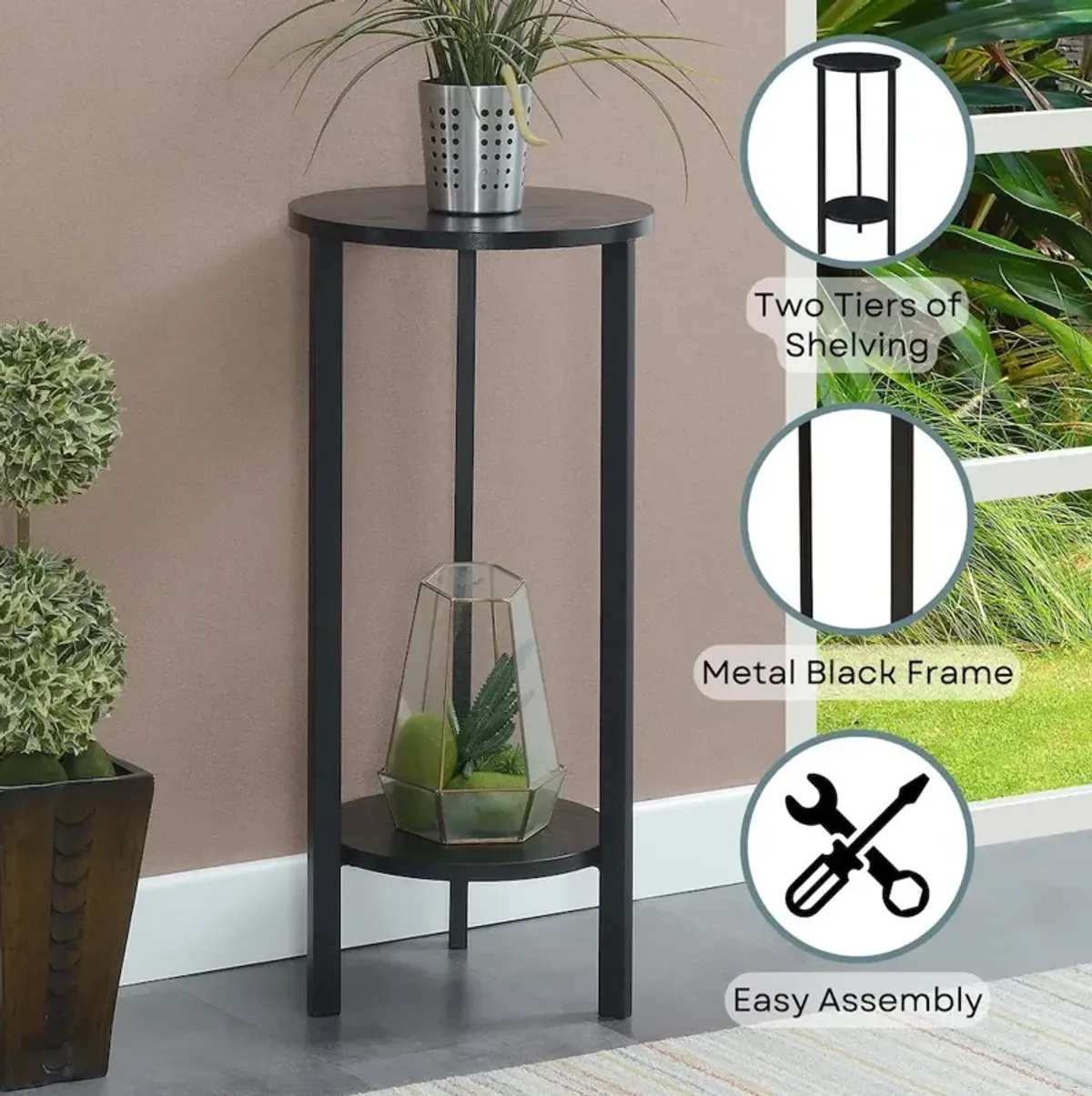 Convenience Concepts Graystone 31 inch 2 Tier Plant Stand