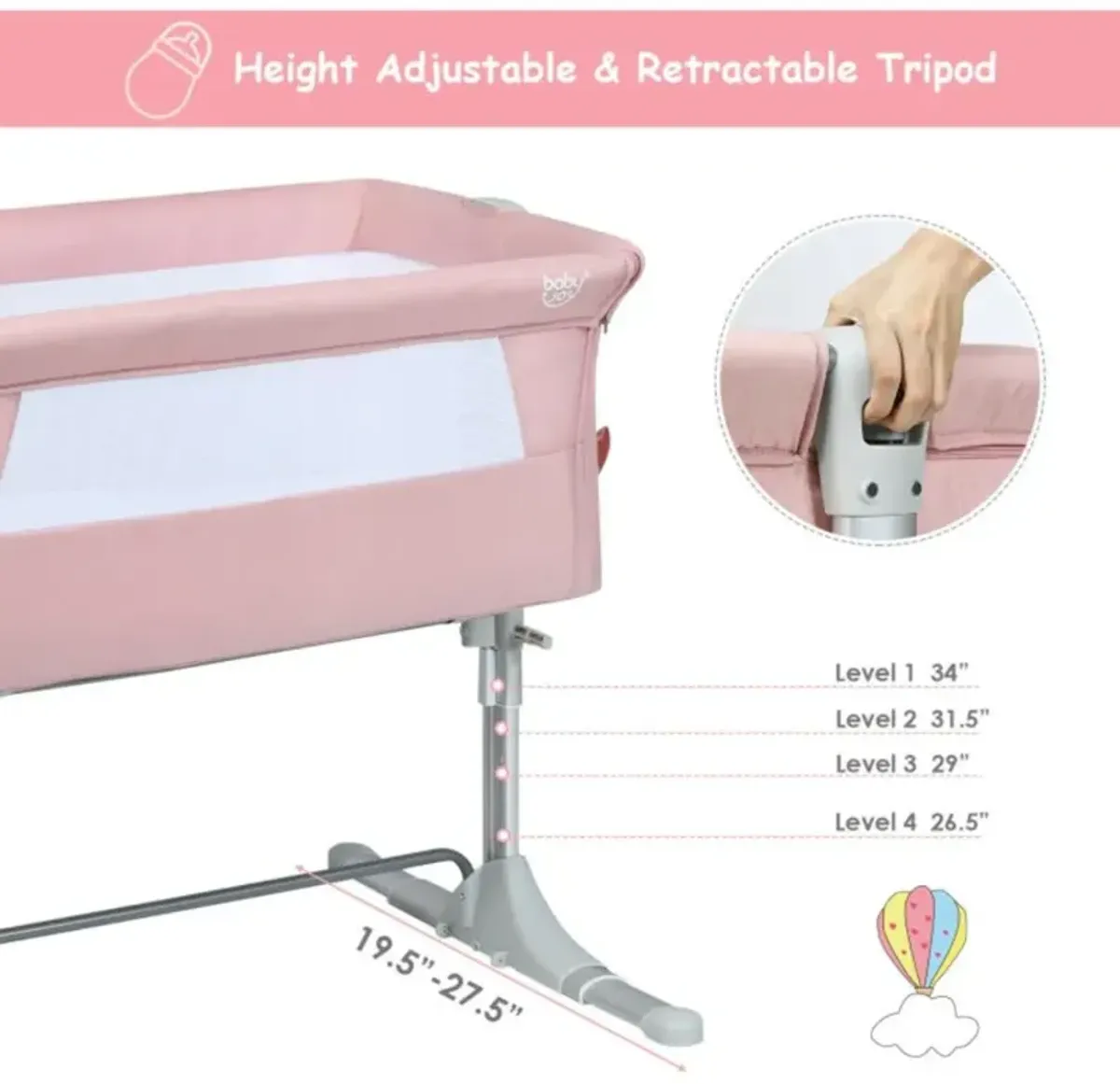 Hivvago Travel Portable Baby Bed Side Sleeper  Bassinet Crib with Carrying Bag