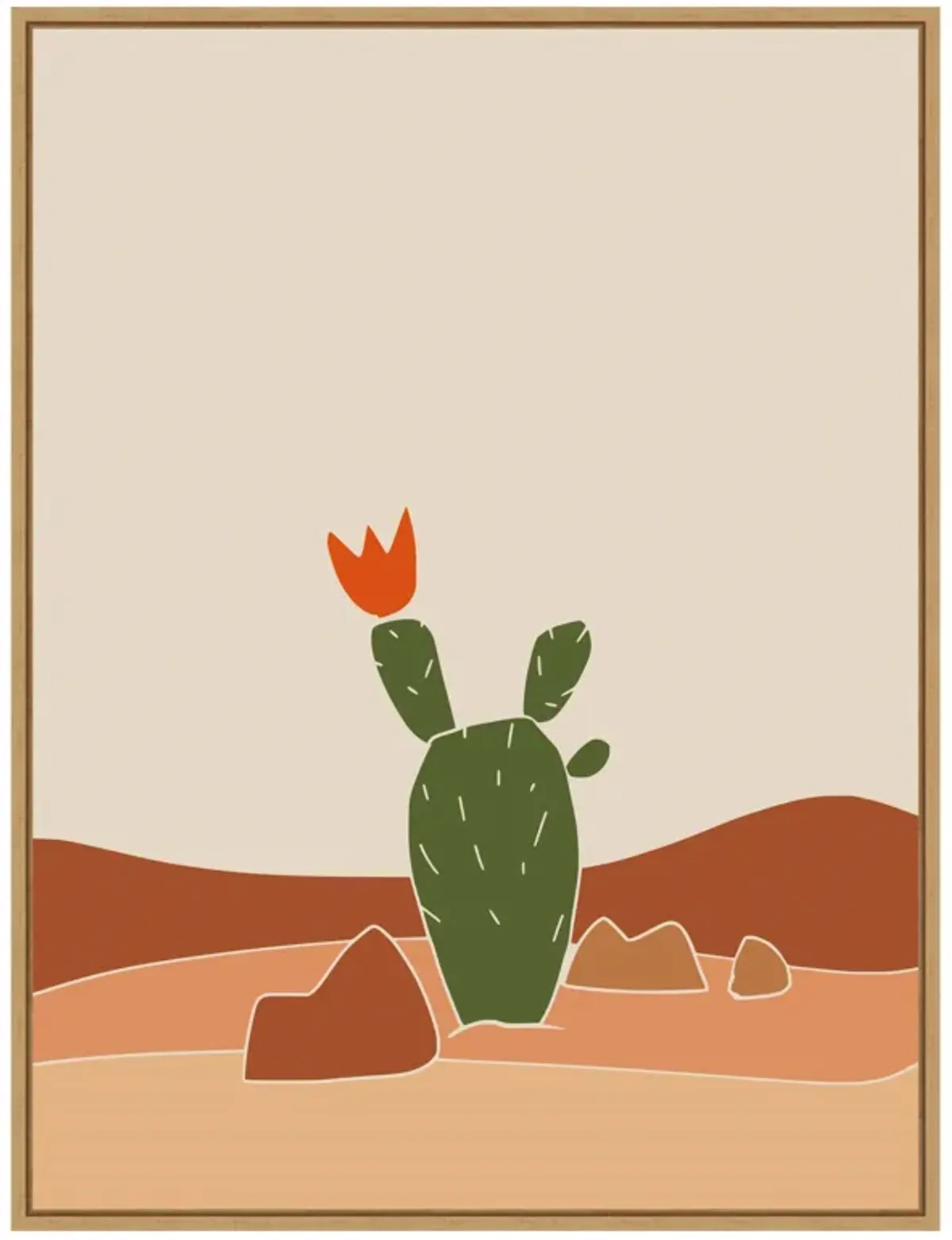 Southwest Cactus Bloom by Little Dean Framed Canvas Wall Art