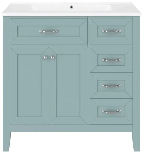 Merax Stylish White Bathroom Vanity with Smooth Ceramic Sink