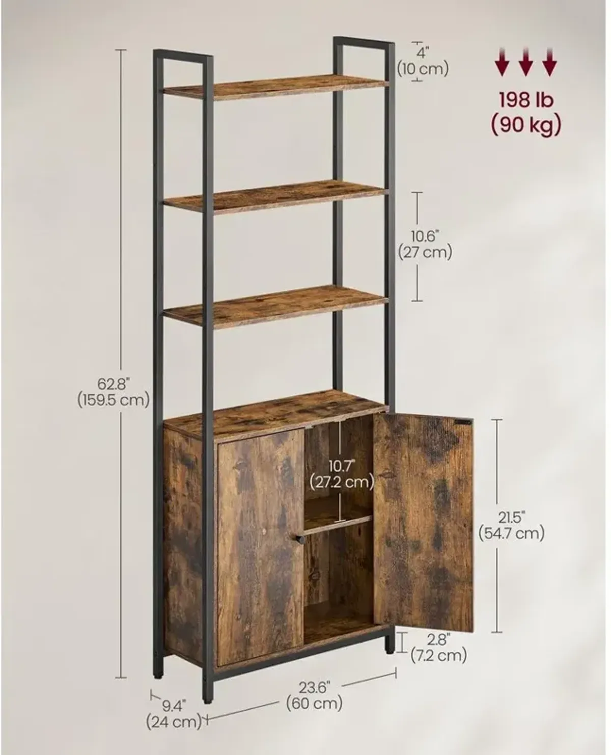 6-Tier Bookshelf with Door for Tall, Space-Saving Book and Storage Solutions