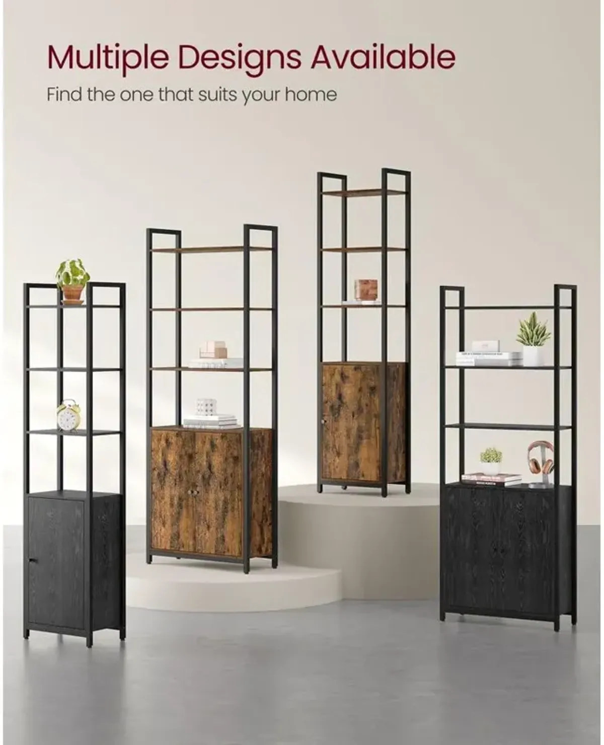 6-Tier Bookshelf with Door for Tall, Space-Saving Book and Storage Solutions