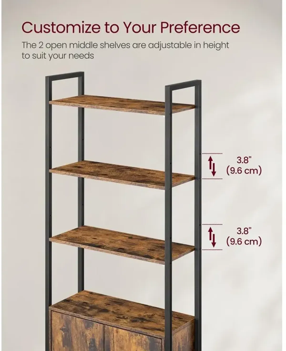 6-Tier Bookshelf with Door for Tall, Space-Saving Book and Storage Solutions