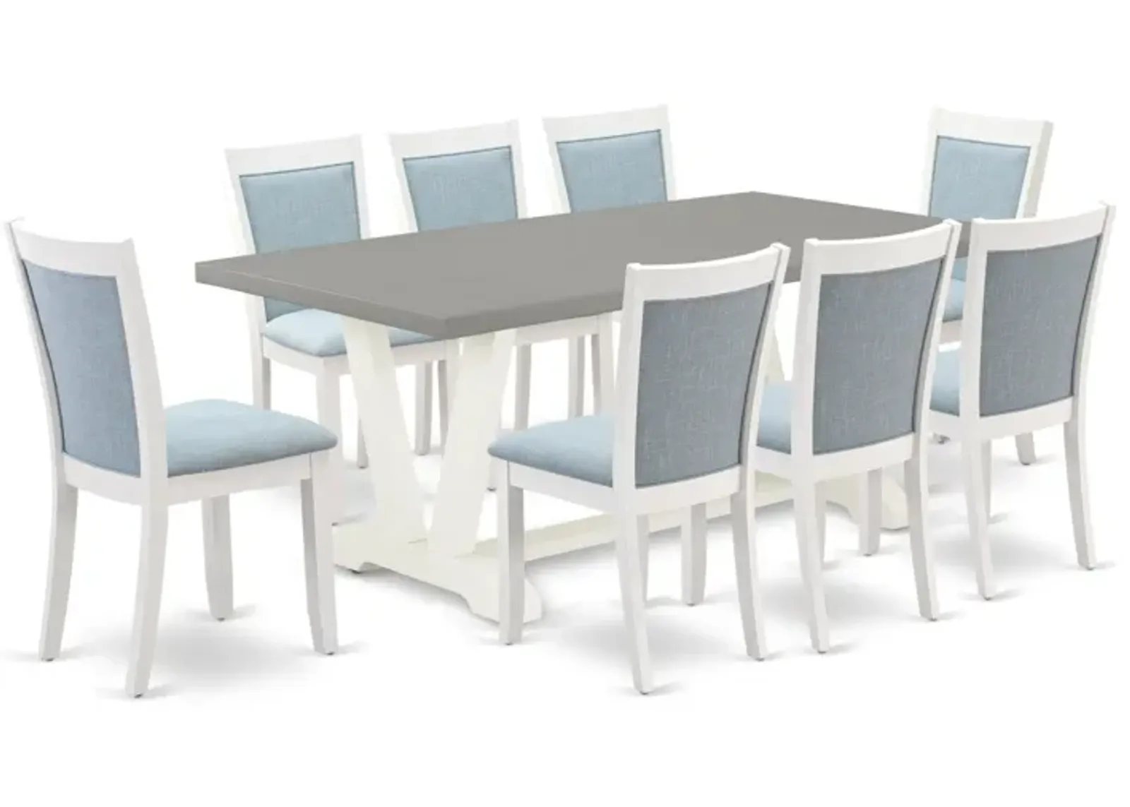 East West Furniture V097MZ015-9 9Pc Dining Room Set - Rectangular Table and 8 Parson Chairs - Multi-Color Color