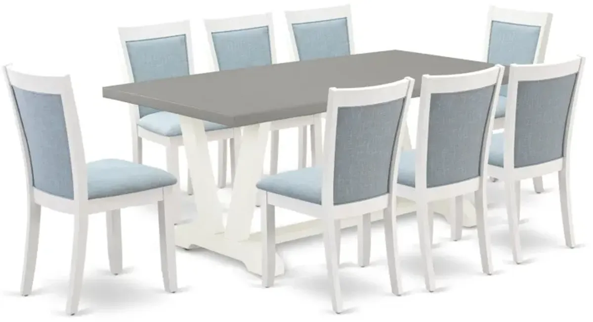 East West Furniture V097MZ015-9 9Pc Dining Room Set - Rectangular Table and 8 Parson Chairs - Multi-Color Color