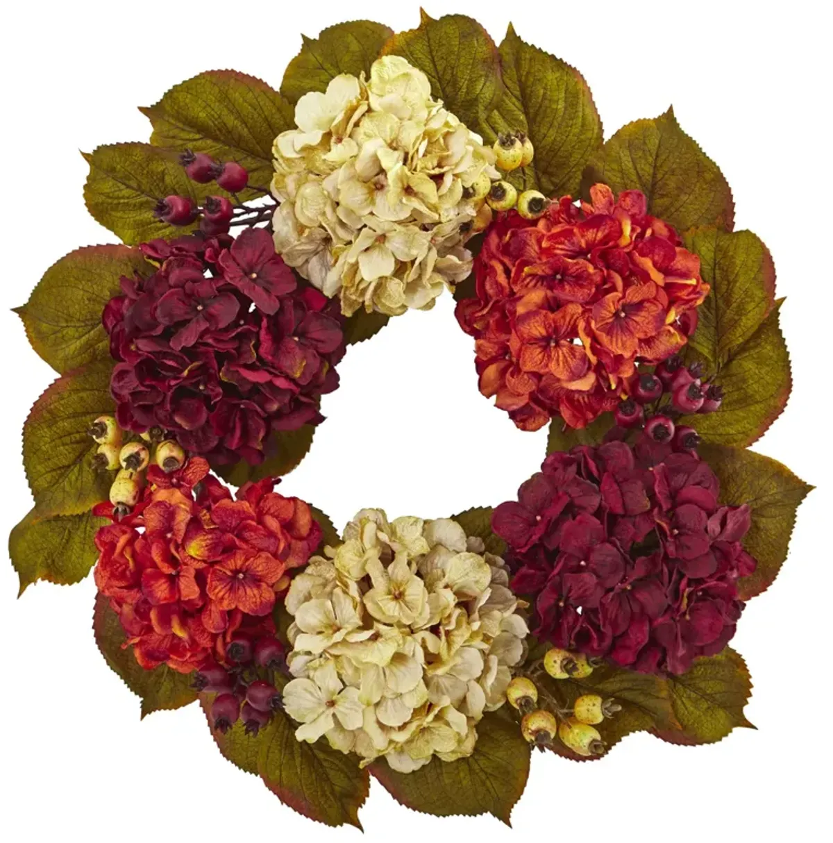 Hivvago 20" Hydrangea Berry Artificial Wreath
