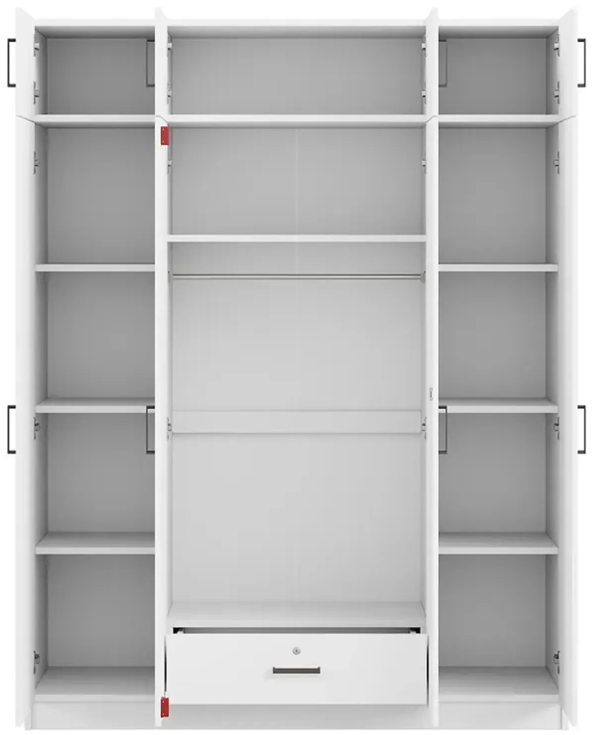 Merax 4-Door Wardrobe with 1 Drawer and Top Cabinets