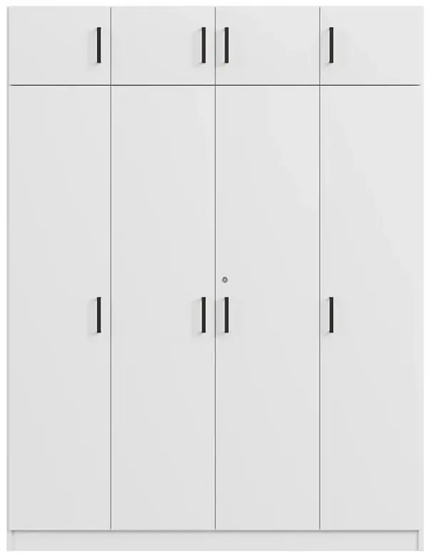 Merax 4-Door Wardrobe with 1 Drawer and Top Cabinets